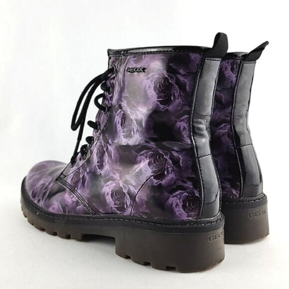GEOX Respira Women's Combat Boots Purple Black Muted Floral Lace Up Size 36 - Picture 6 of 16
